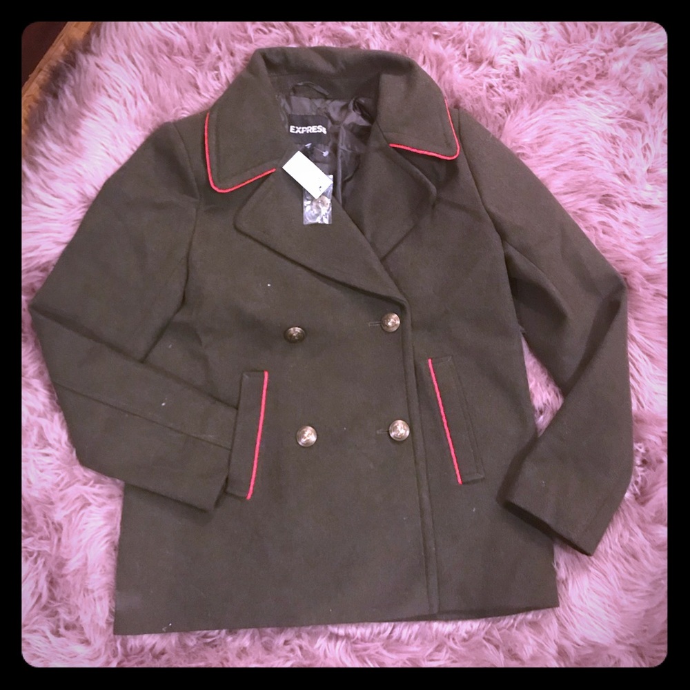 Free shipping 🆕Express Olive Green Pea Coat ❄️